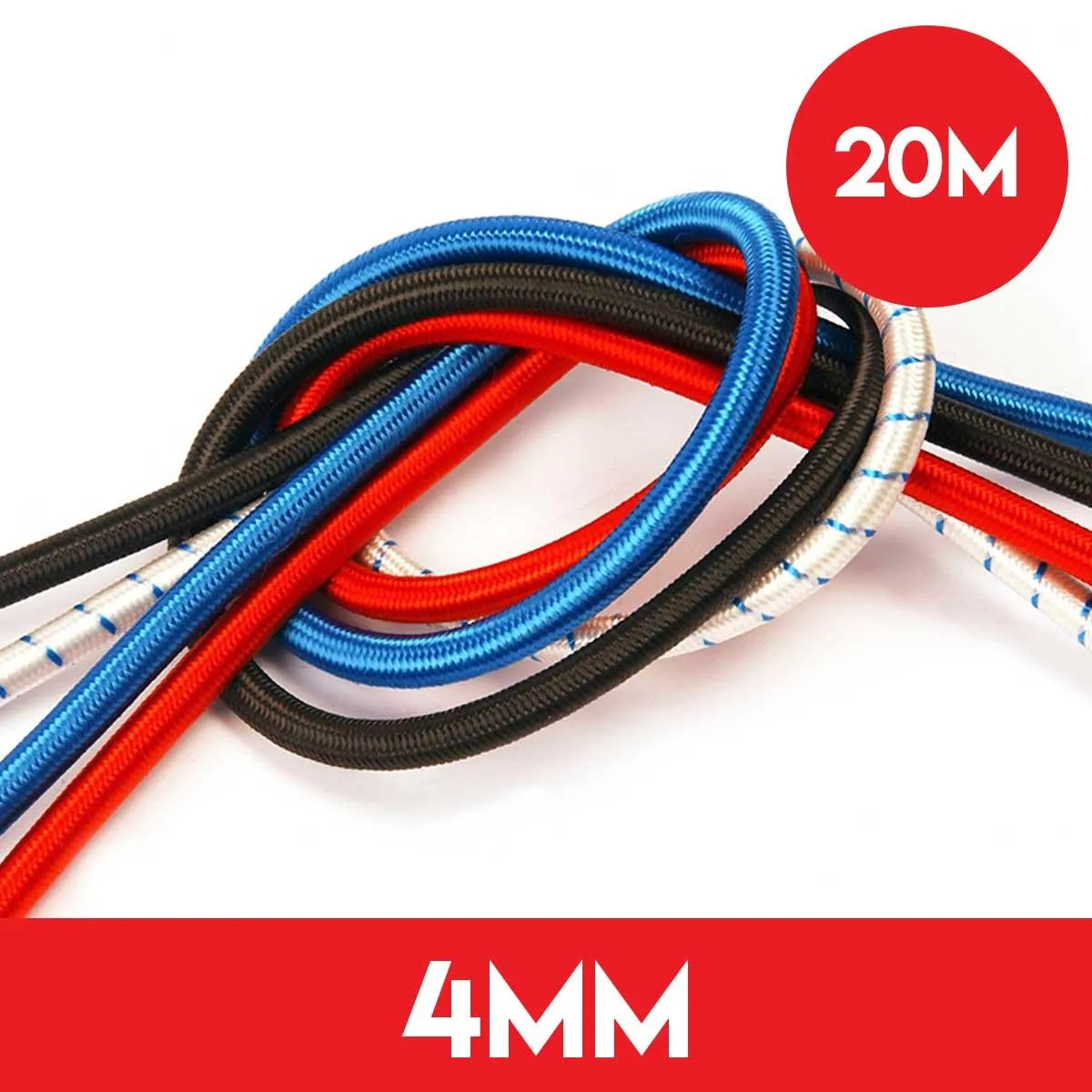 20m of 4mm Shockcord Elastic Bungee Rope - White