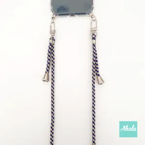 Apricot with Navy Stripe - Crossbody Adjustable Nylon Lanyard 杏色 深藍條紋尼龍斜背繩