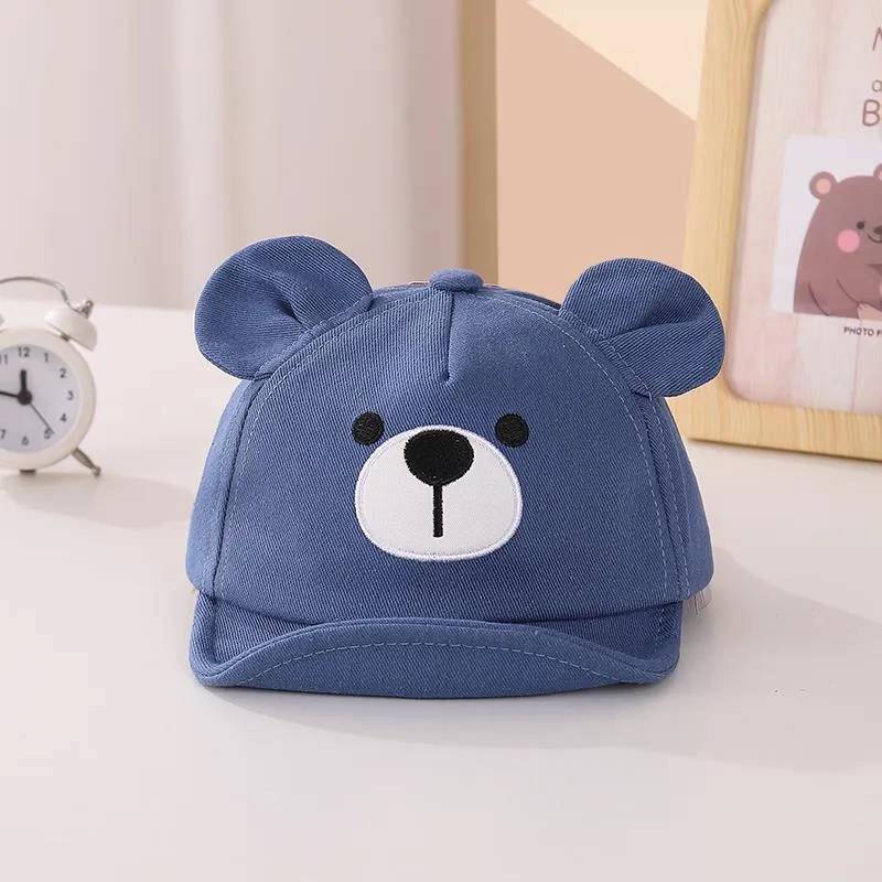Babymoon Cotton Baby Kids Boys Girls Summer Cap Bear Design | 0-2 Years | Blue