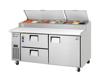 Everest EPPR2-D2 72" Double Drawer & Single Door Pizza Prep Table