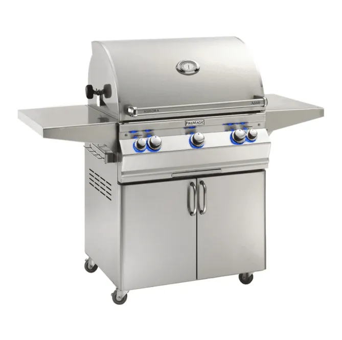 Fire Magic Aurora A660s 30-Inch Natural Gas Freestanding Grill w/ 1 Sear Burner, Backburner, Rotisserie Kit and Analog Thermometer - A660S-8LAN-61