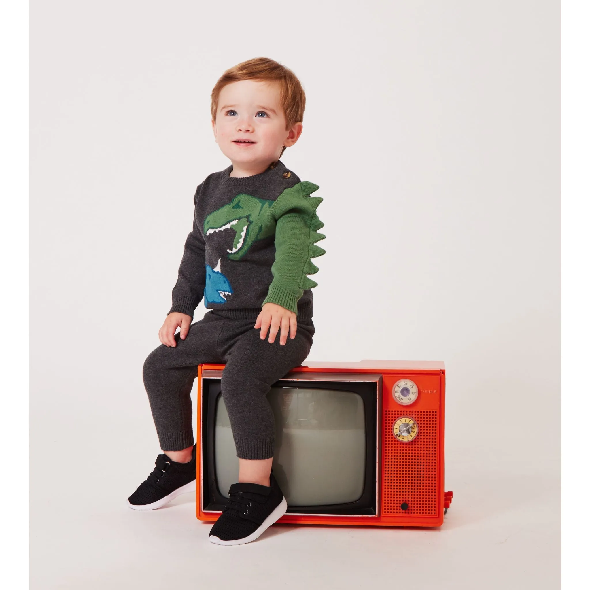 Infant Sweater Set | Charcoal Dino
