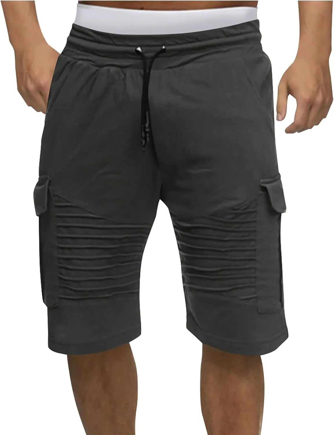 Mens Athletic Shorts 5 Inch Inseam Striped Slim Fit Stretch Casual Chino Short Pants Drawstring with Pockets Fashion
