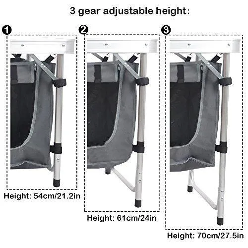 Outdoor Folding Camp Table with Storage Organizer Suitcase Lightweight Height Adjustable Portable Foldable Picnic Table