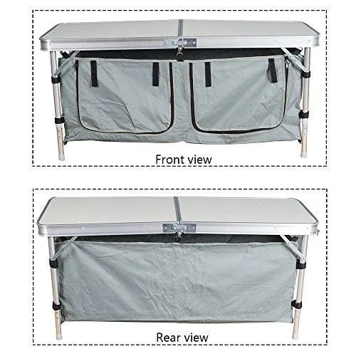 Outdoor Folding Camp Table with Storage Organizer Suitcase Lightweight Height Adjustable Portable Foldable Picnic Table