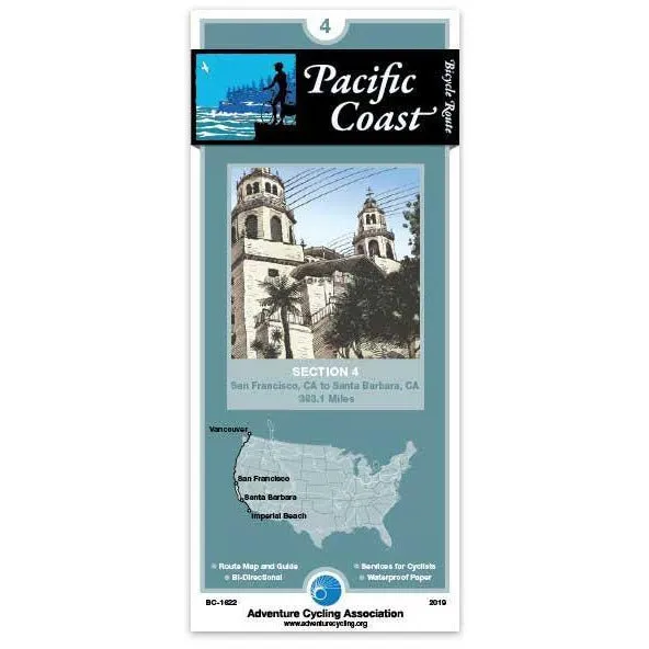 Pacific Coast Route Biking Map Section 4: San Francisco to Santa Barbara