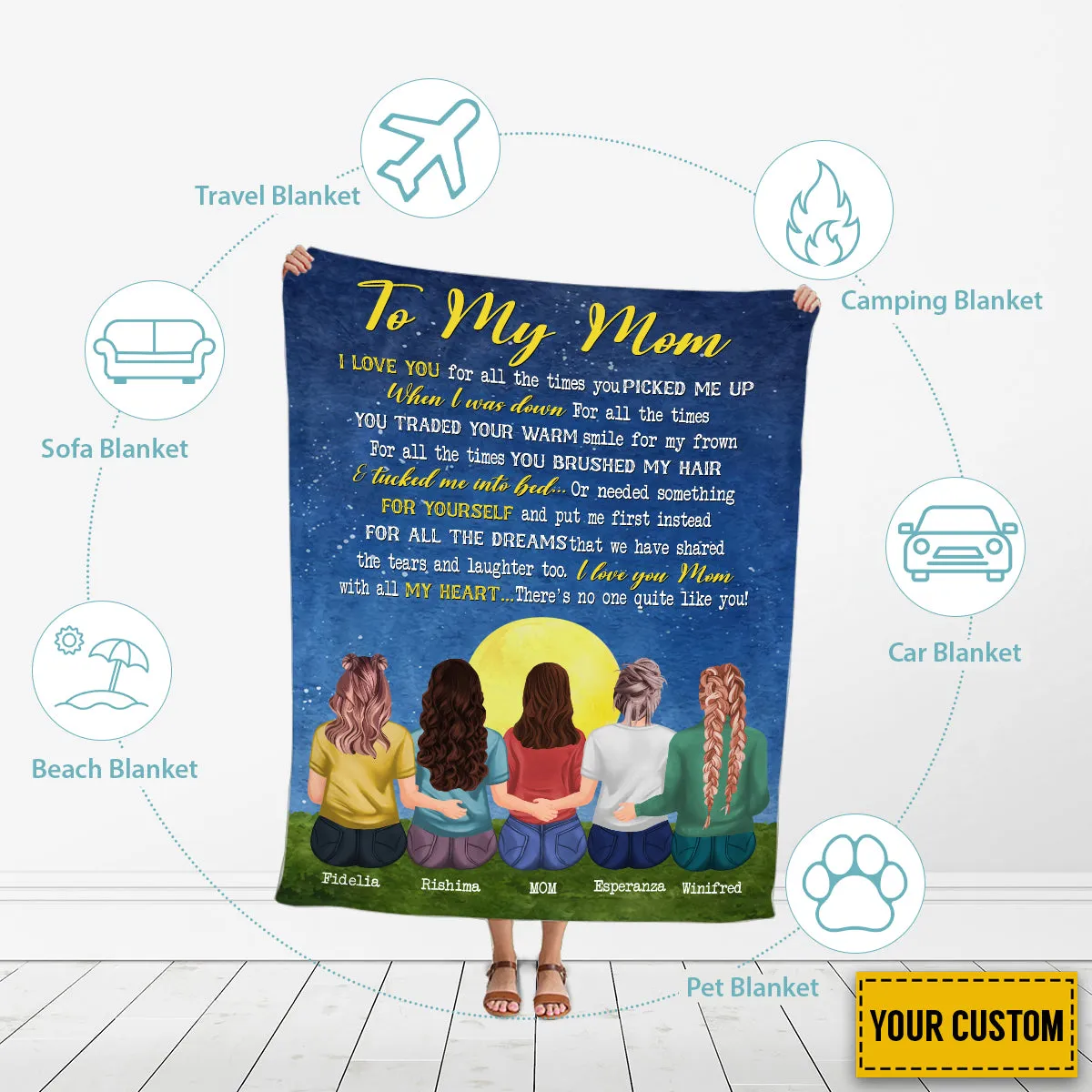 Teesdily | Personalized To My Mom Travel Blanket I Love You For All The Time You Picked Me Up Fleece Mommy Mother's Day Heartwarming Gifts